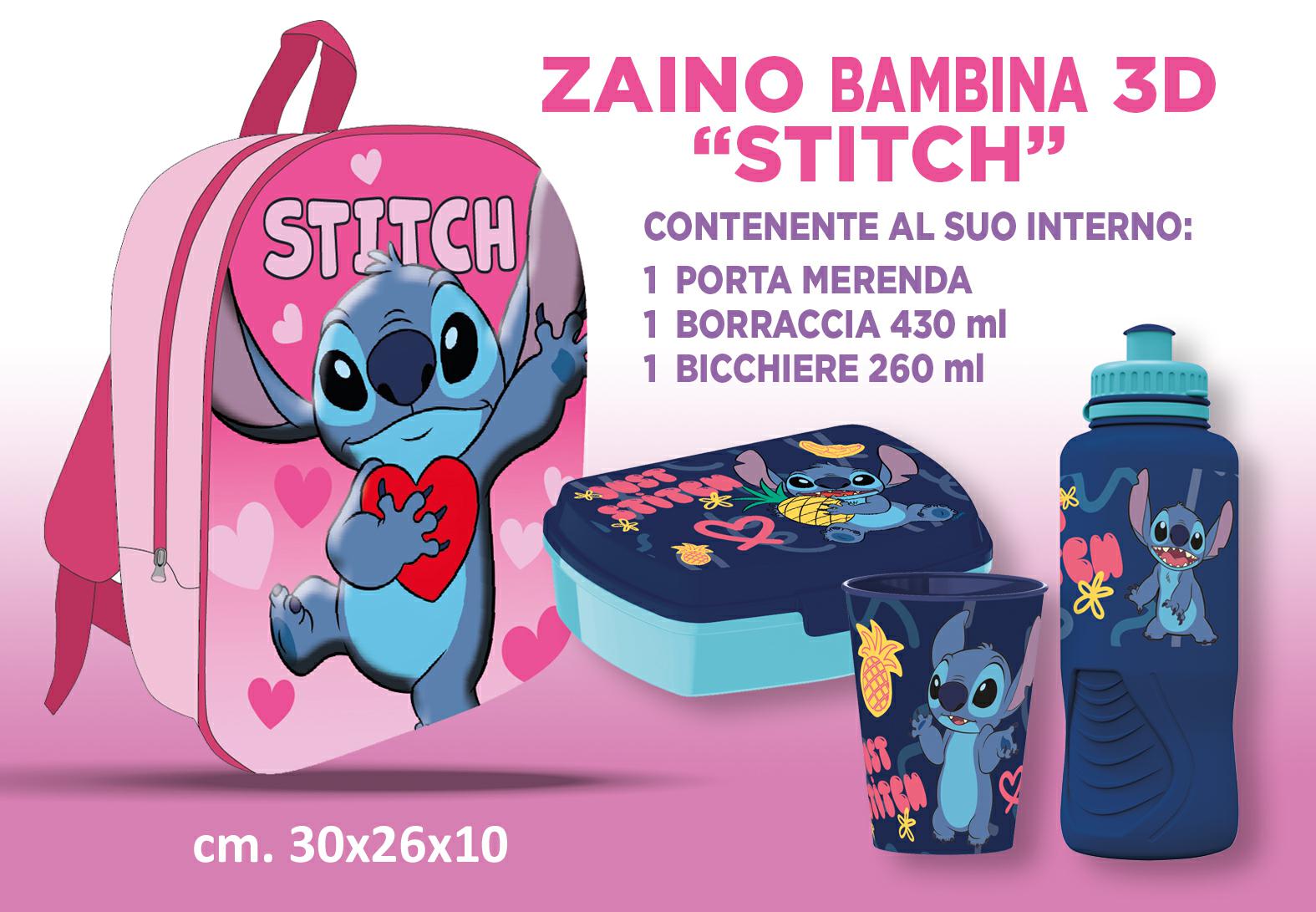 STITCH ZAINETTO BAMBINA 3D cm.30 C/ACCESSORI